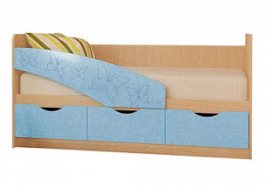 Кровать детская "Фиксики"  1.6м В (Белфорд/Голубой металлик МДФ)